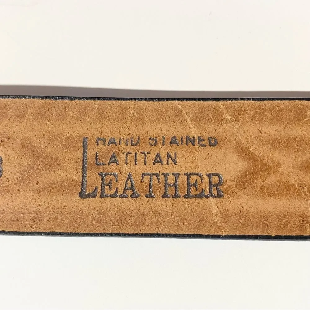Vintage Hand Stained Latitan Tooled Leather Belt Women's Size 34 Western Cowgirl